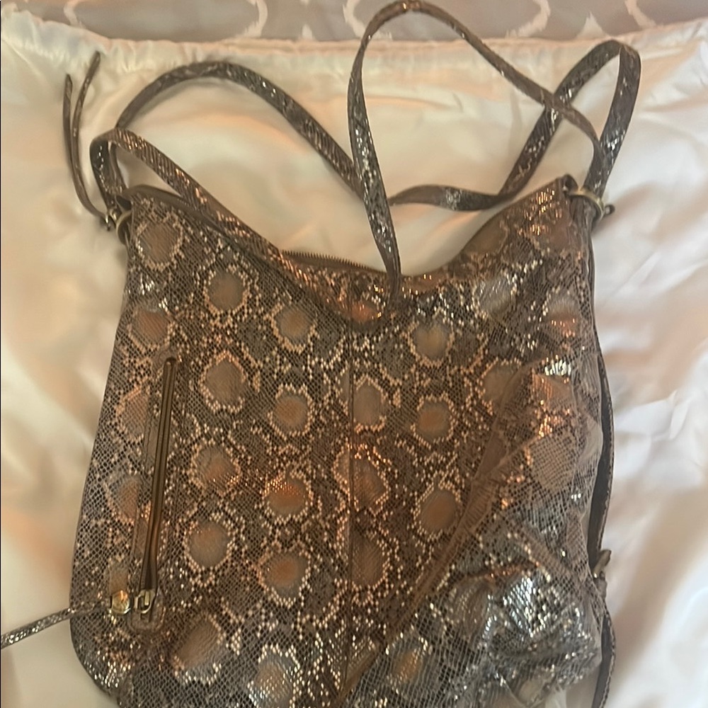 HOBO Merrin Snakeskin Patterned Shoulder Bag that converts to a backpack